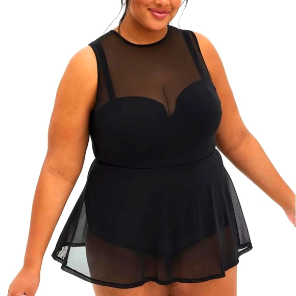❤️NWT TORRID SWIM DRESS UNDERWIRE MESH OVERLAY SWIM DRESS WITH BRIEF - 3X D/DD - Picture 9 of 11